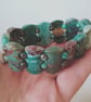 Green Rainforest Jasper Rectangular Beaded Stretch Cuff Bracelet - Image 8