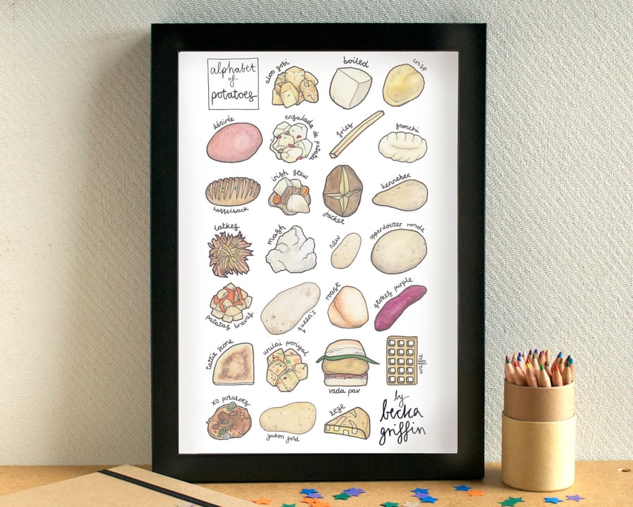 Potato Alphabet Kitchen Art Print
