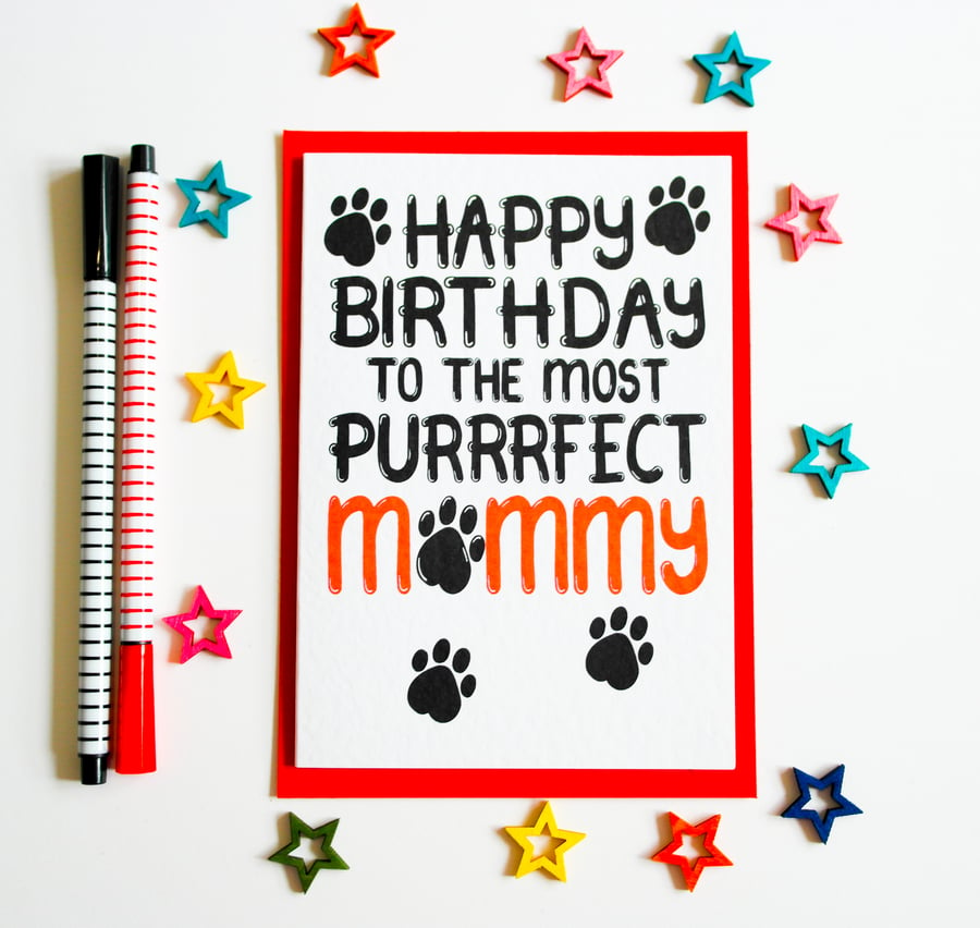 Happy Birthday To The Most Purrrfect Mummy Card, Birthday Card From The Cat