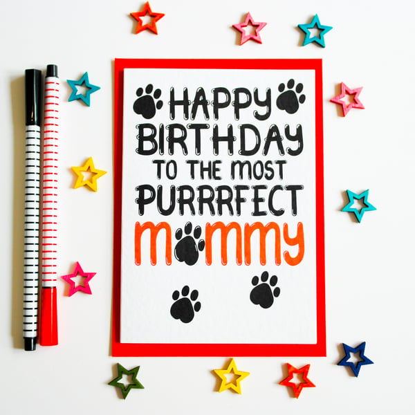 Happy Birthday To The Most Purrrfect Mummy Card, Birthday Card From The Cat