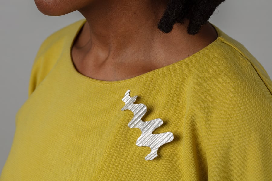 Secret Message, Handmade Recycled Silver Brooch