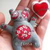 valentine's zombie panda - red