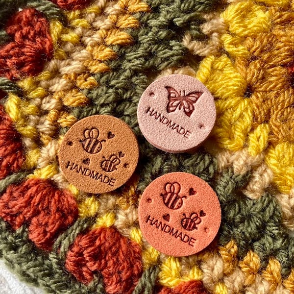 Handmade round tag faux suede for sewing, knitting, crochet projects set of 3