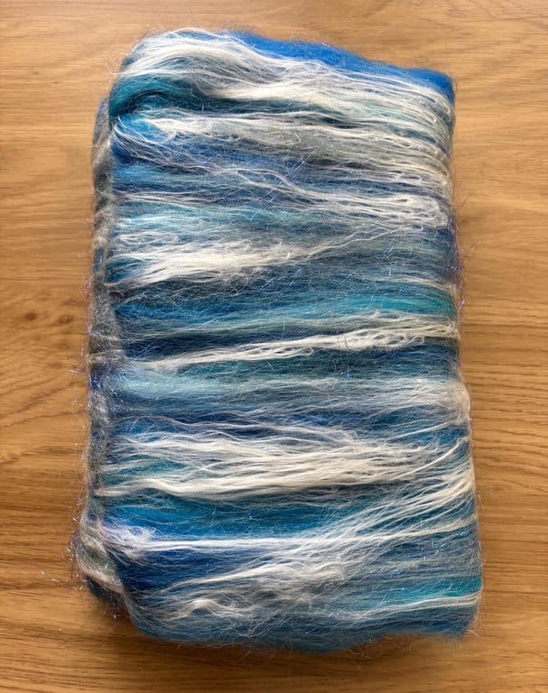 Art Batt for Spinning and Felting, Colour: 'Oceans Blue'