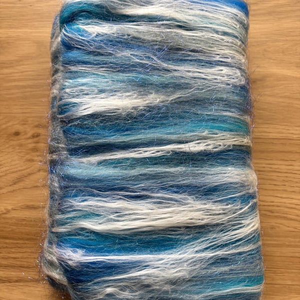 Art Batt for Spinning and Felting, Colour: 'Oceans Blue'