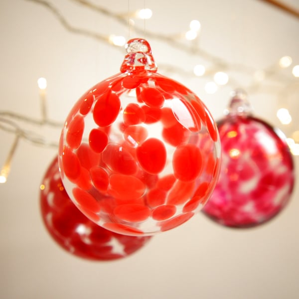 Vemillion Red Handmade Blown Glass Bauble