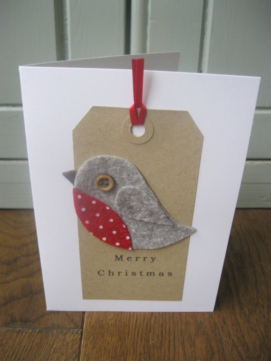 Felt Christmas Robin Card