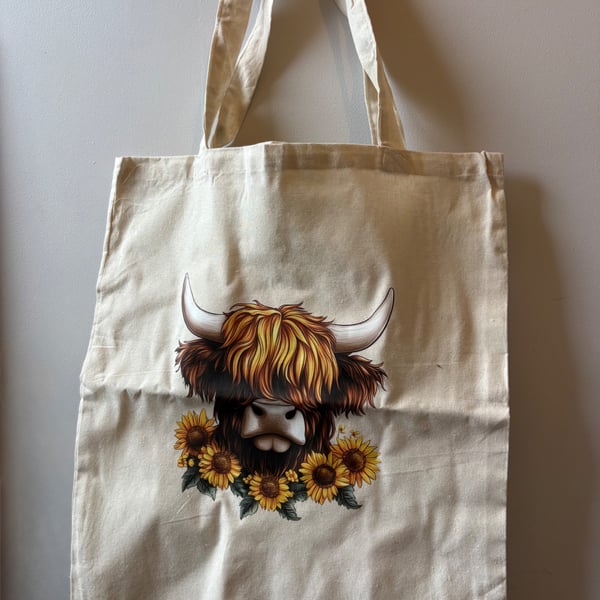 Highland cow tote bag - Sunflower