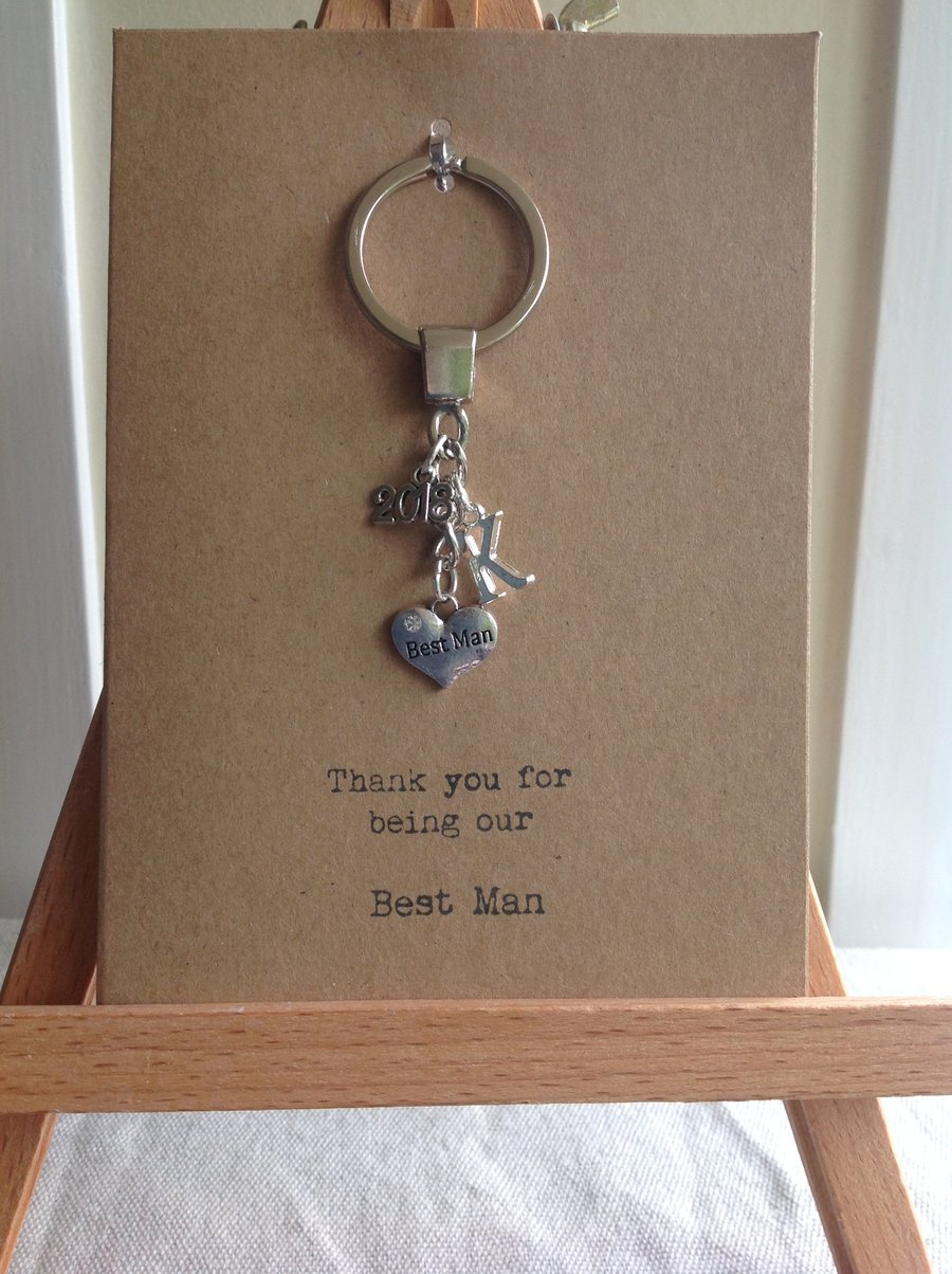 Kraft card with keyring attached, gift for Best Man