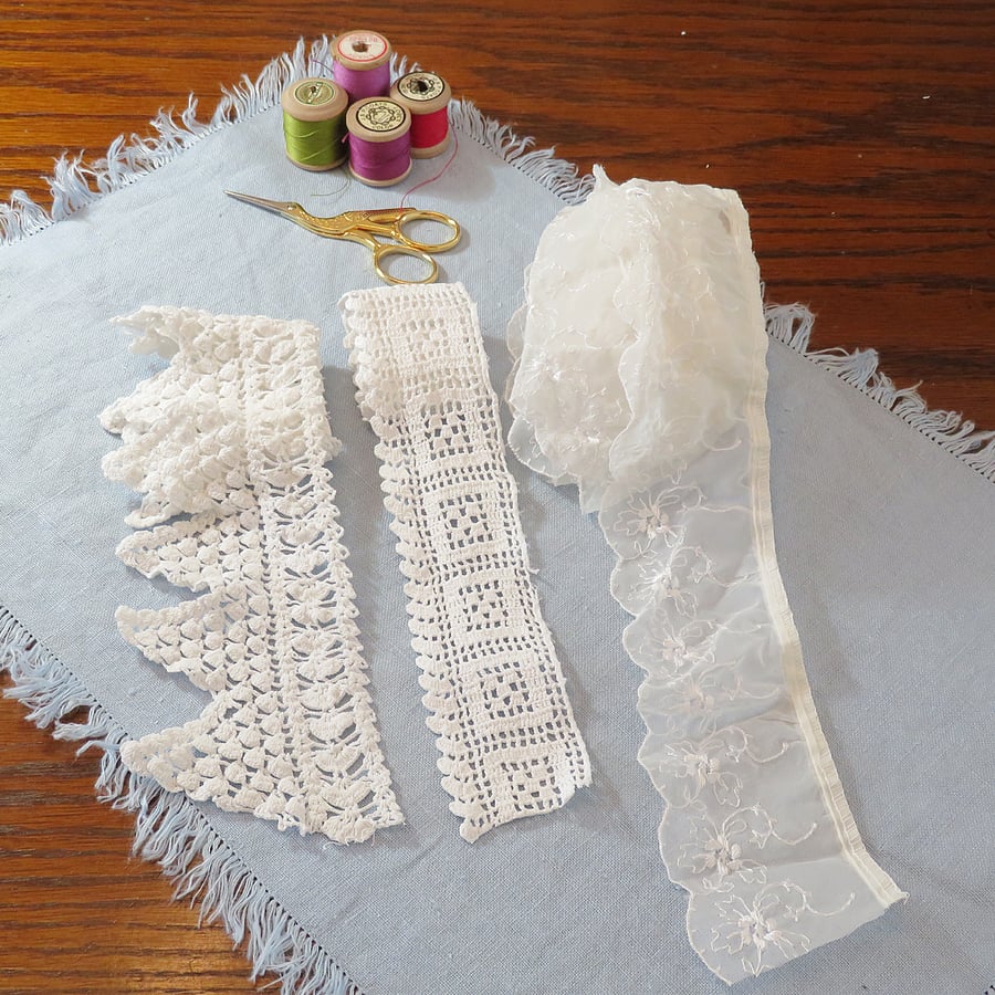 3 lengths of vintage lace