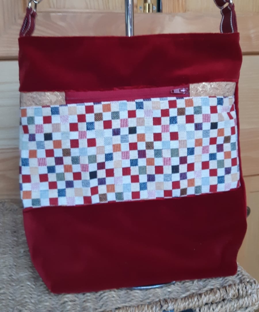 Scarlet velvet crossbody bag
