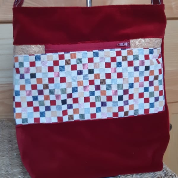 Scarlet velvet crossbody bag