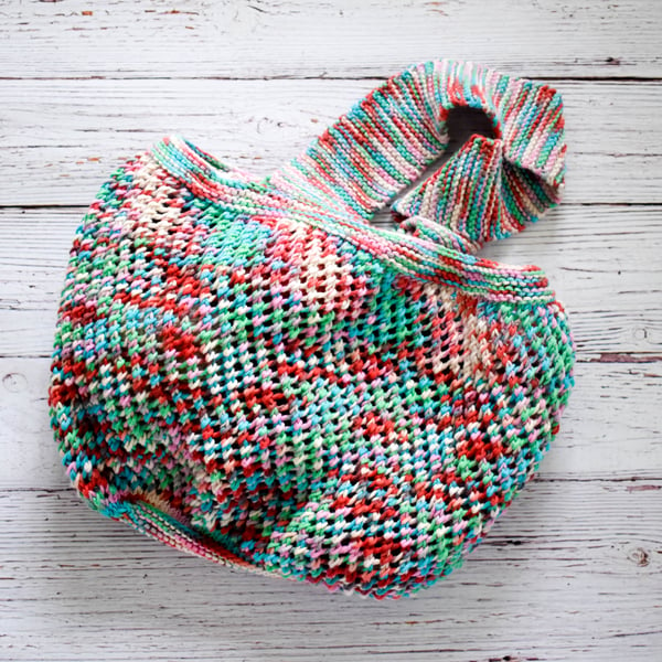 Hand Knitted cotton shopping grocery bag - Seconds Sunday 