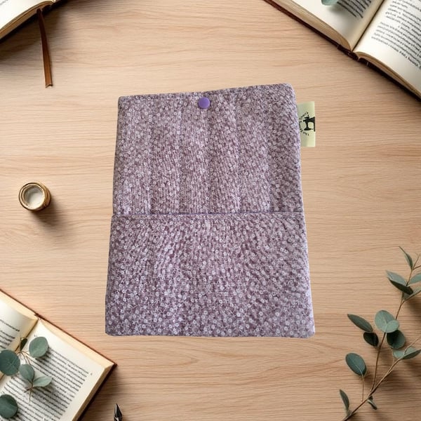 Quilted Book Sleeve in Lilac Ditsy Floral Fabric 
