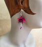Fuchsia drop earrings, origami handmade paper jewellery, lightweight statement - Image 9
