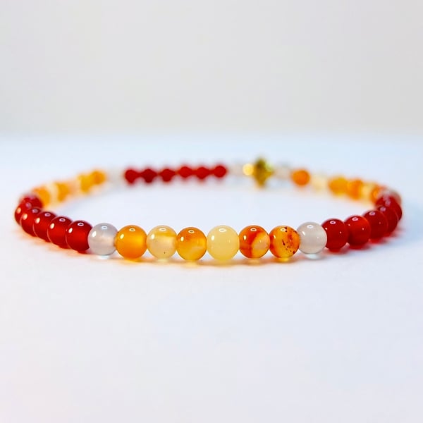 Carnelian And Agate Bracelet - Handmade In Devon - Free UK P&P