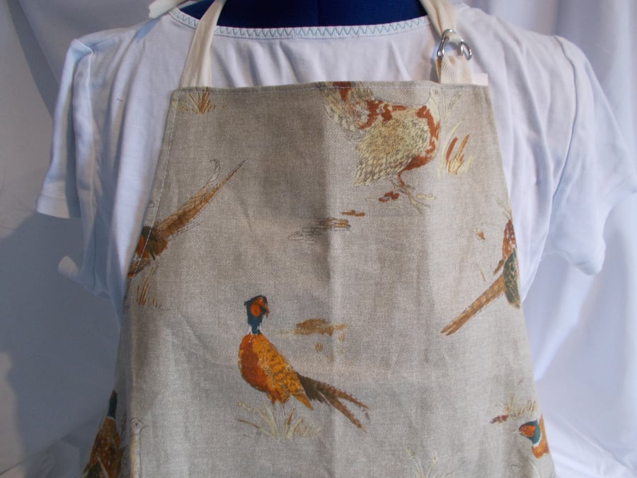Hand made full apron with Pheasants