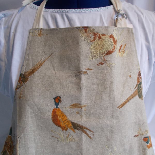 Hand made full apron with Pheasants