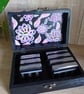 Wooden keepsake box handpainted with an ornamental bird and flowers.   - Image 5