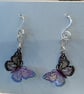 Dainty Purple Anodised Stainless Steel Butterflies on Sterling Silver Earwires  - Image 5