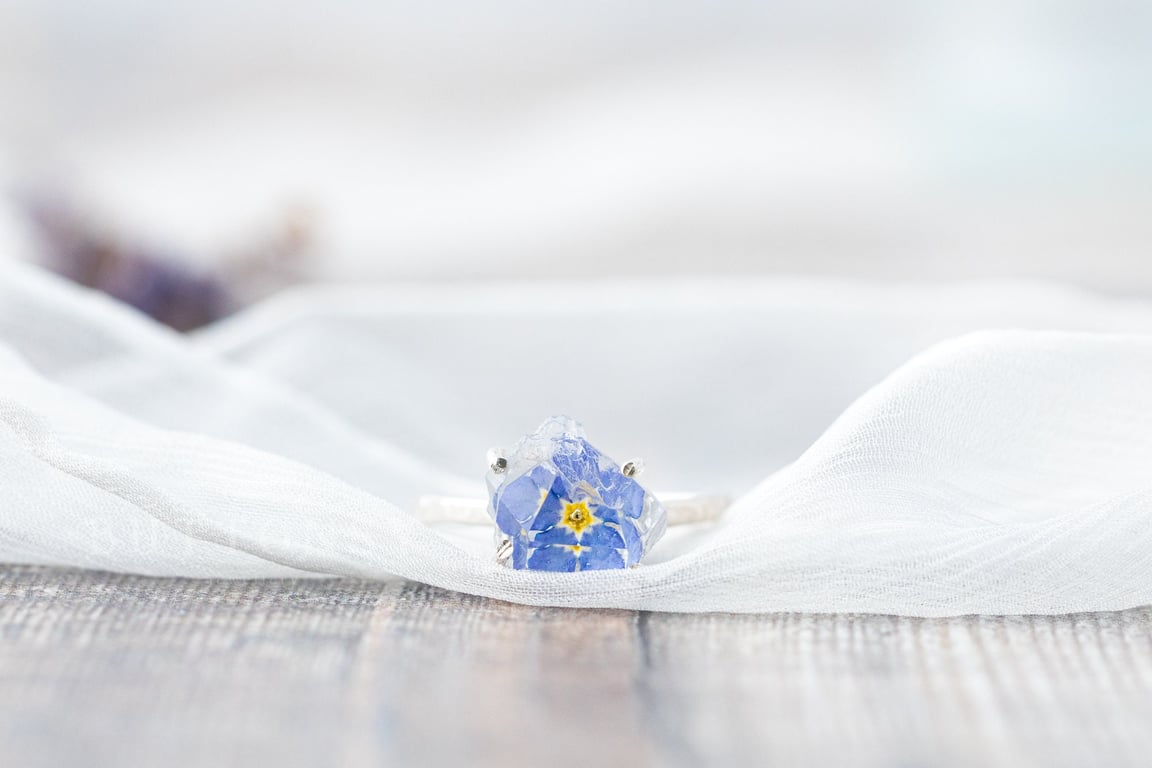 Forget me Nots Ring "Raw Crystal" Cocktail Ring Statement Ring Gifts for Her Boh