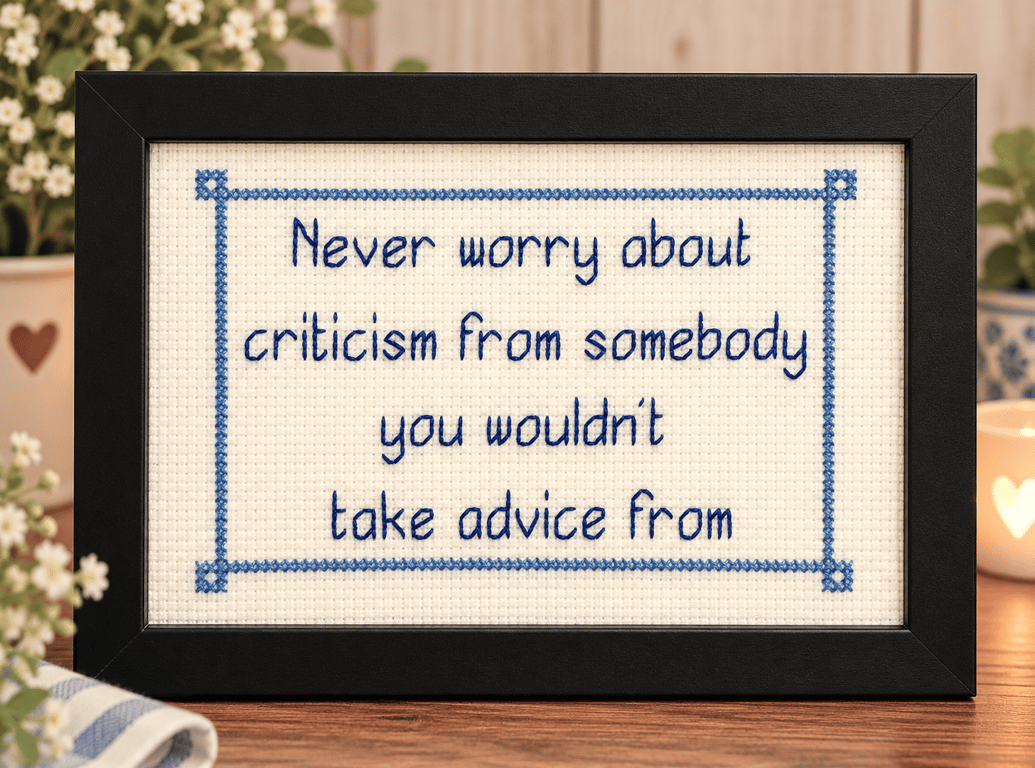 Inspirational Quote Cross Stitch – Handmade Confidence & Encouragement Gift