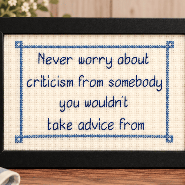 Inspirational Quote Cross Stitch – Handmade Confidence & Encouragement Gift