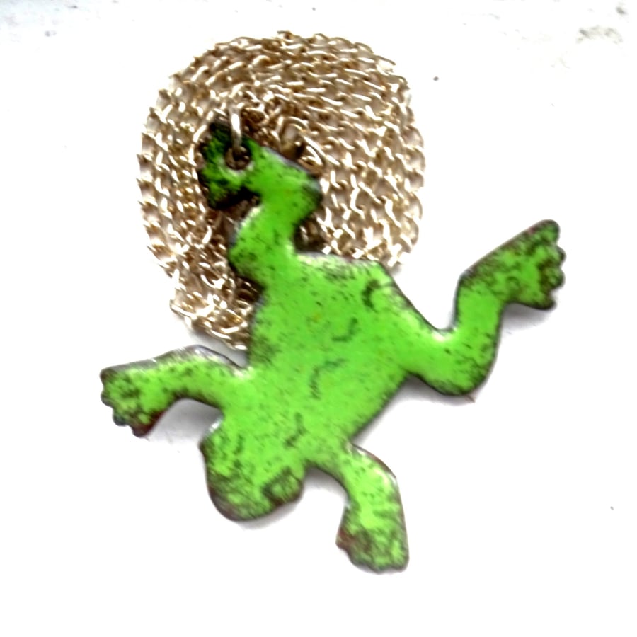 enamel pendant - green frog
