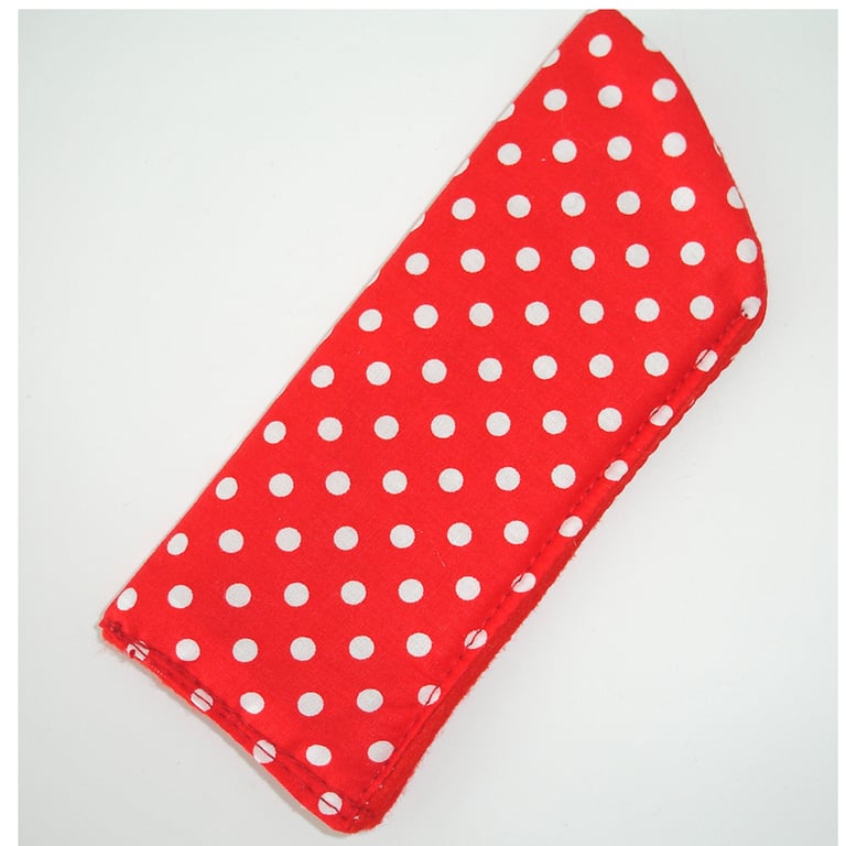 Glasses Case Sleeve Red and White Polka Dots