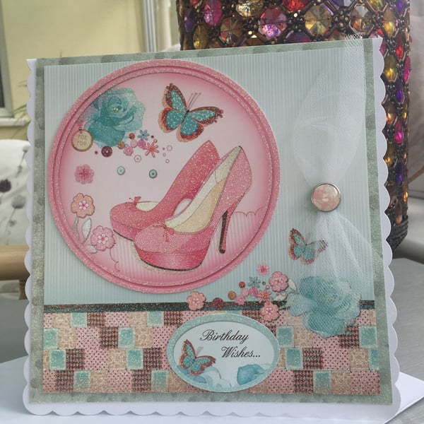 Pretty shoes birthday wishes card