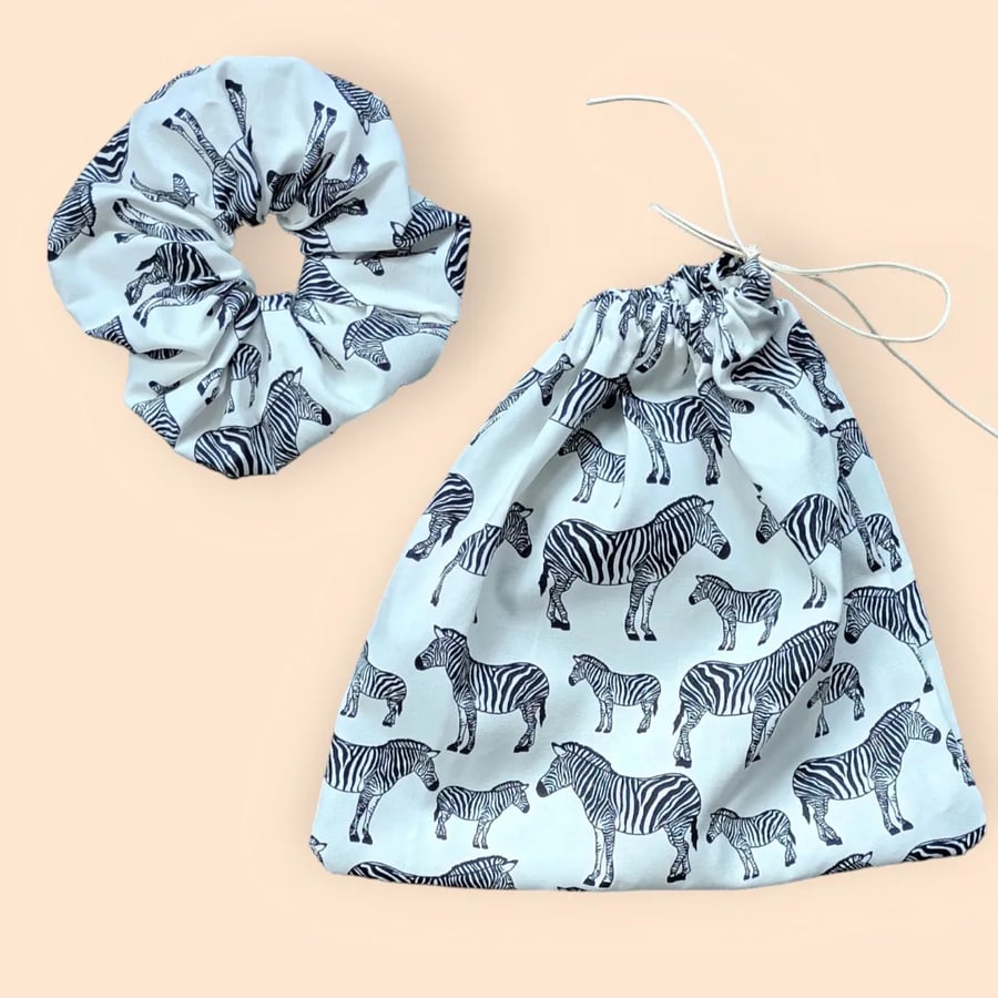 Scrunchie-Bag-Set-Hand Made-Hand Sewn-Gorgeous Fabric- Unique gift
