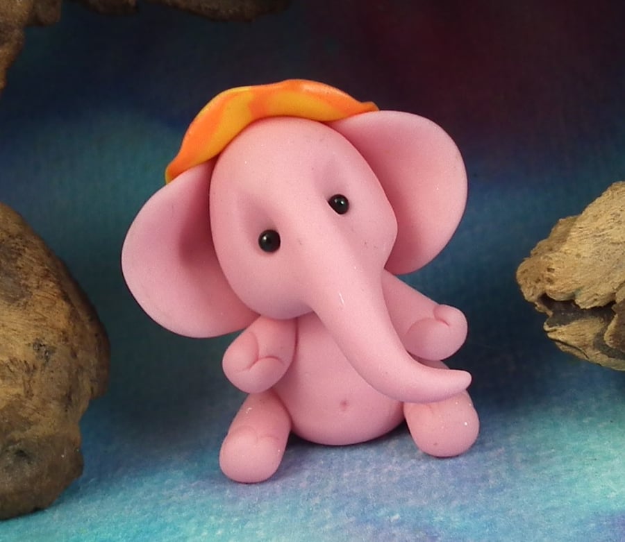 Village Elephant 'Orlana' with hat OOAK Sculpt by Ann Galvin