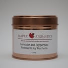 Maple Aromatics Lavender and Peppermint Soy Wax Rose Gold 150g Candle Tin