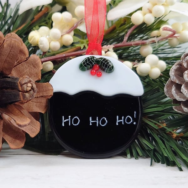 Fused Glass Christmas Pudding: Handmade Xmas Tree Decorations