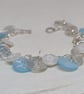 Wintry button bracelet in silver glitter, blue and white with toggle clasp  - Image 2