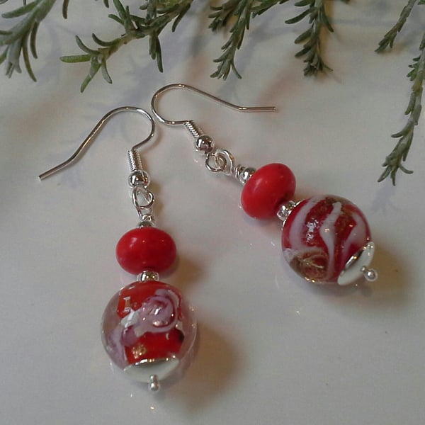 Genuine Vanitian Murano Glass & Howlite Earrings Silver Plated  (HELP A CHARITY)