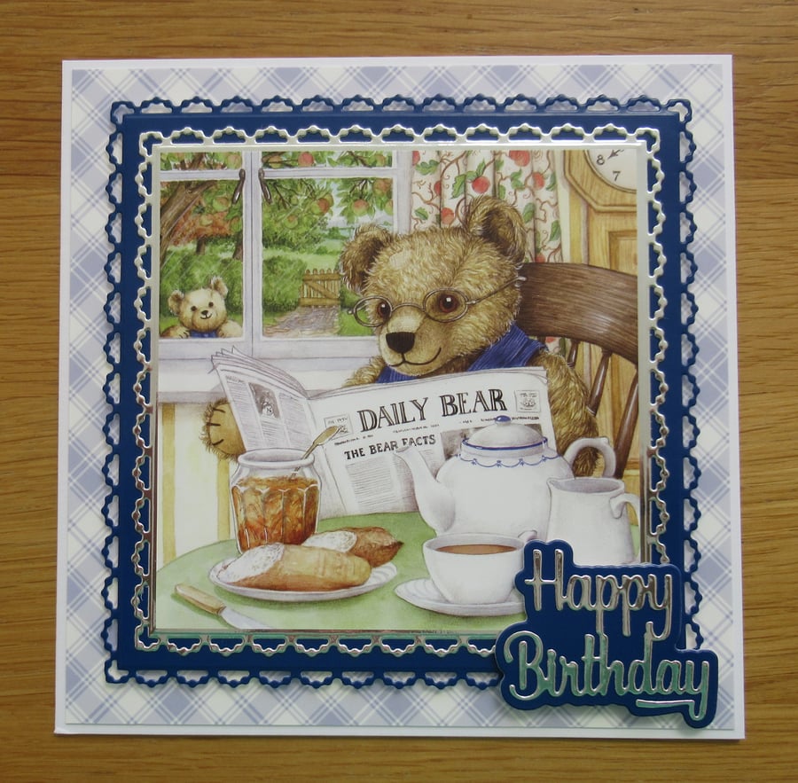 Bear Reading The Newspaper - Birthday Card