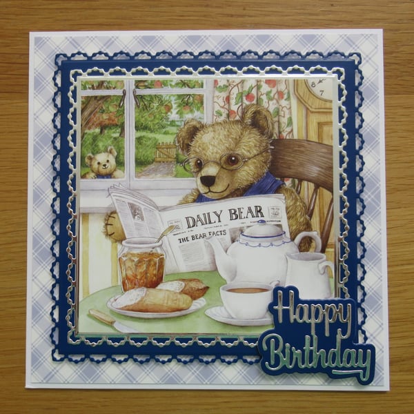 Bear Reading The Newspaper - Birthday Card