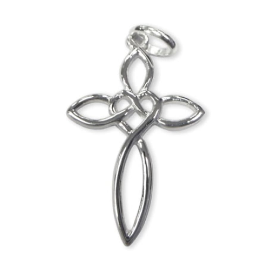 Sterling Silver Heart Cross Charm