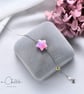 Large Pink Star 3D Fire Opal Bracelet with 925 Sterling Silver Chain