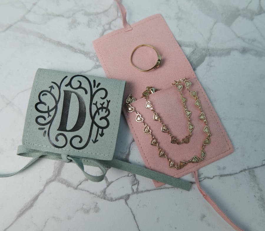 Tie Up Jewellery Storage Pouch With Customisable Monogram