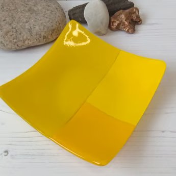 Trio of Yellows Fused Glass sushi plate, Thoughtful Gift