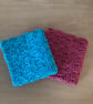TWO CROCHET FACE CLOTHS 100%COTTON SIZE 9x9" REUSABLE WASH CLOTHS
