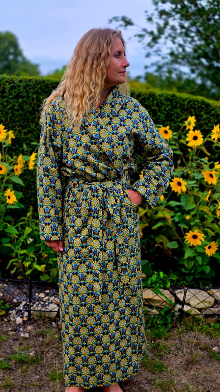 Handmade Liberty of London Lantana Dressing Gown – Cosy Winter Robe in Revival