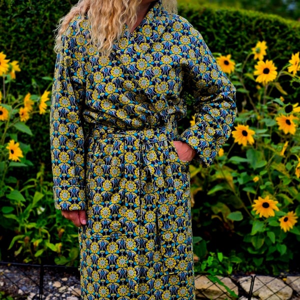 Handmade Liberty of London Lantana Dressing Gown – Cosy Winter Robe in Revival