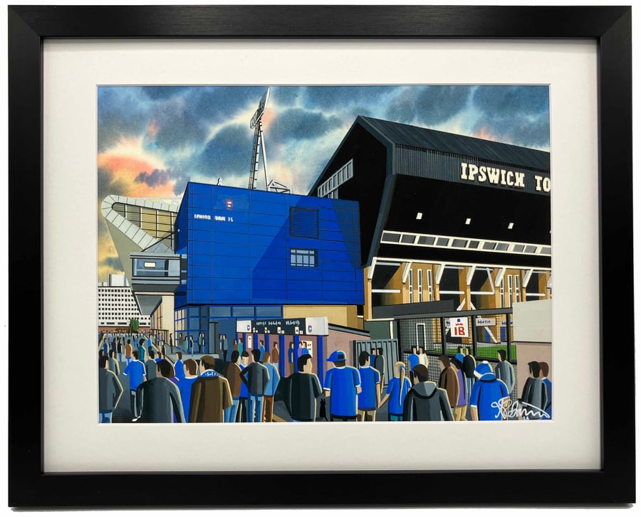 Ipswich, Portman Road Stadium, Framed, Football Art Print 14" x 11" Frame 