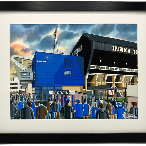 Ipswich, Portman Road Stadium, Framed, Football Art Print 14" x 11" Frame 