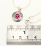 Zigzag sterling silver pendant, handmade featuring a pink Corundum gemstone.  - Image 4