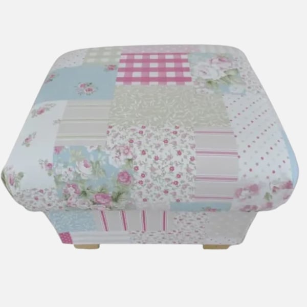 Storage Footstool Fryetts Vintage Patchwork Pink Fabric Footstool Pouffe 