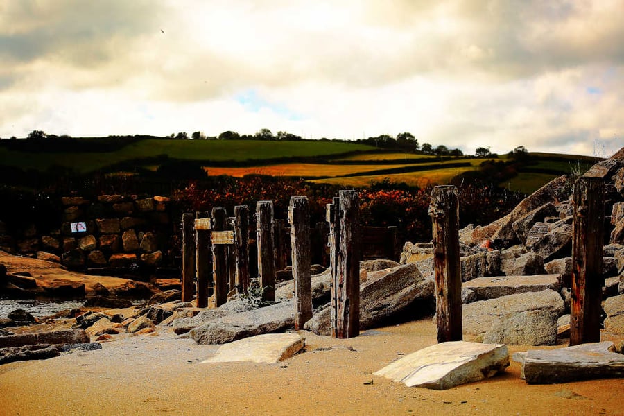Print Pentewan Beach, Old Harbour Remains Picture, Cornwall